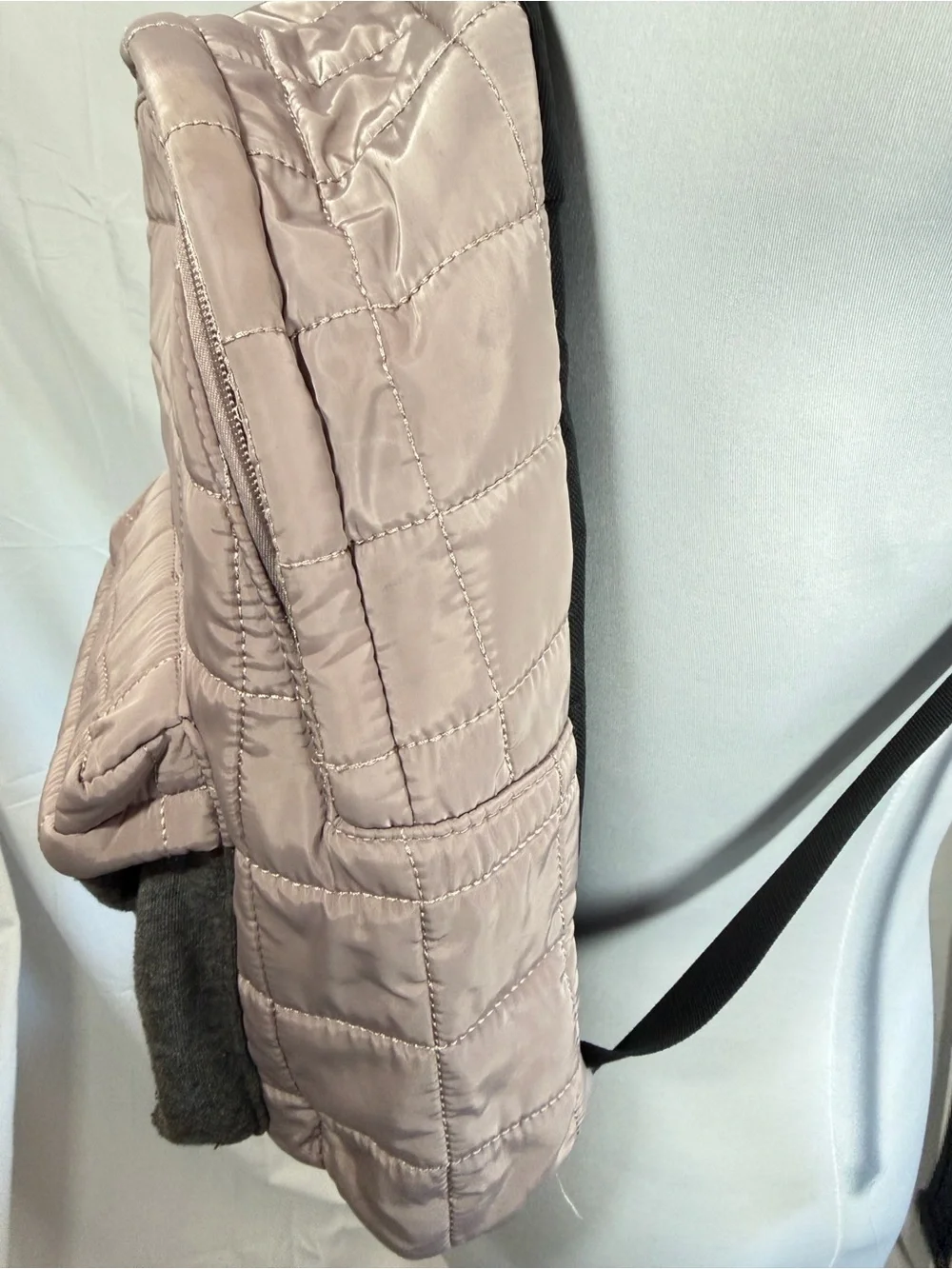 Quilted Light Taupe Backpack with Gray Front Pocket